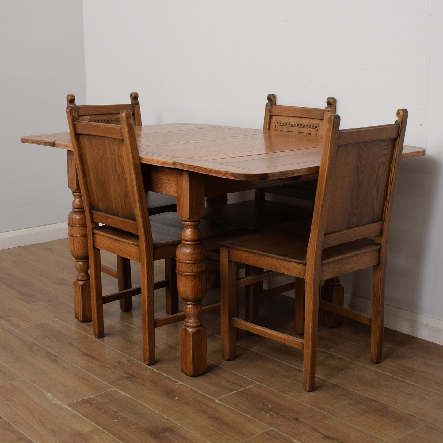 Vintage Draw Leaf Table And Four Chairs
