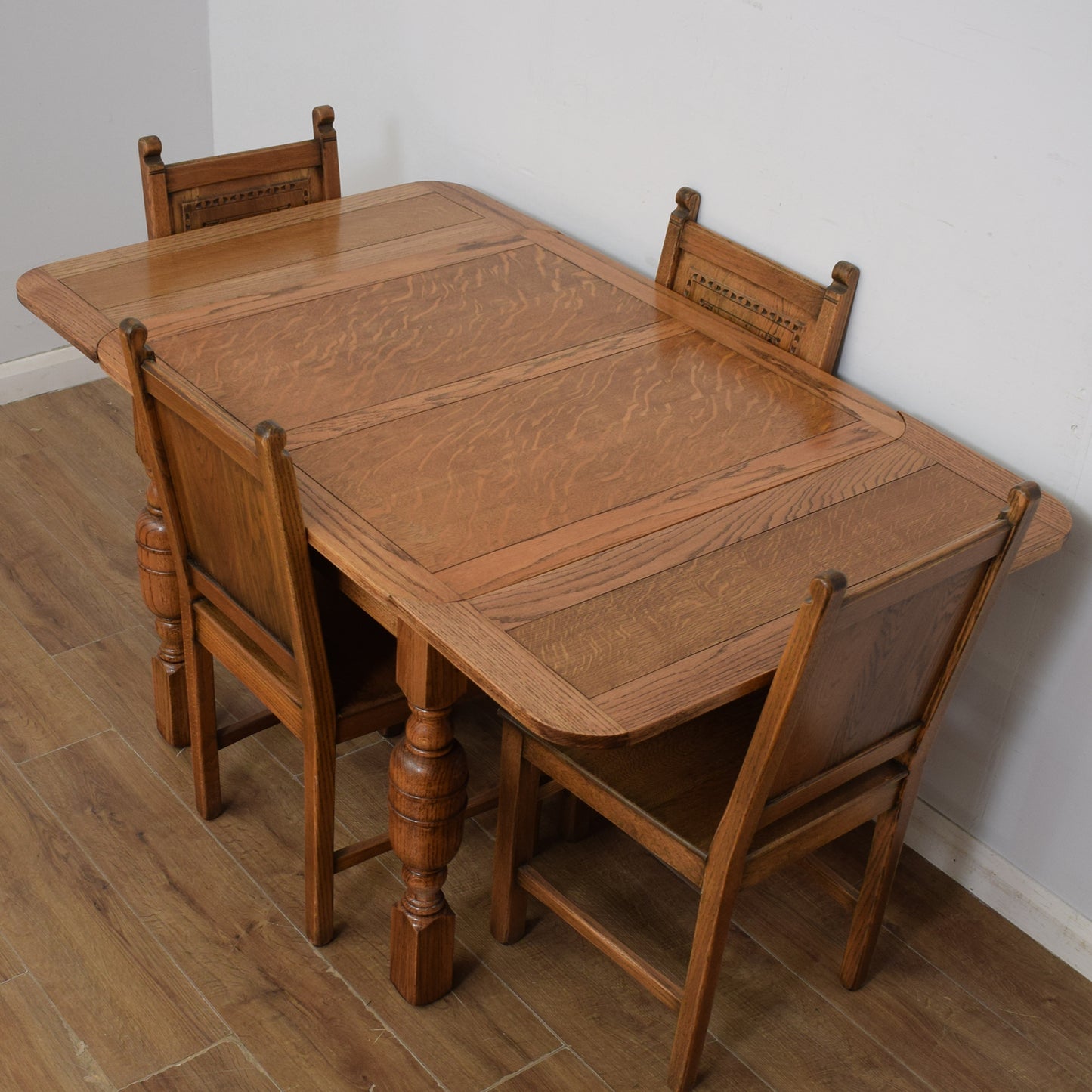 Vintage Draw Leaf Table And Four Chairs
