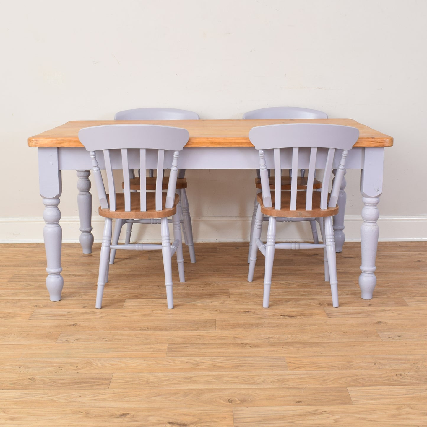 Painted Pine Table And Four Chairs