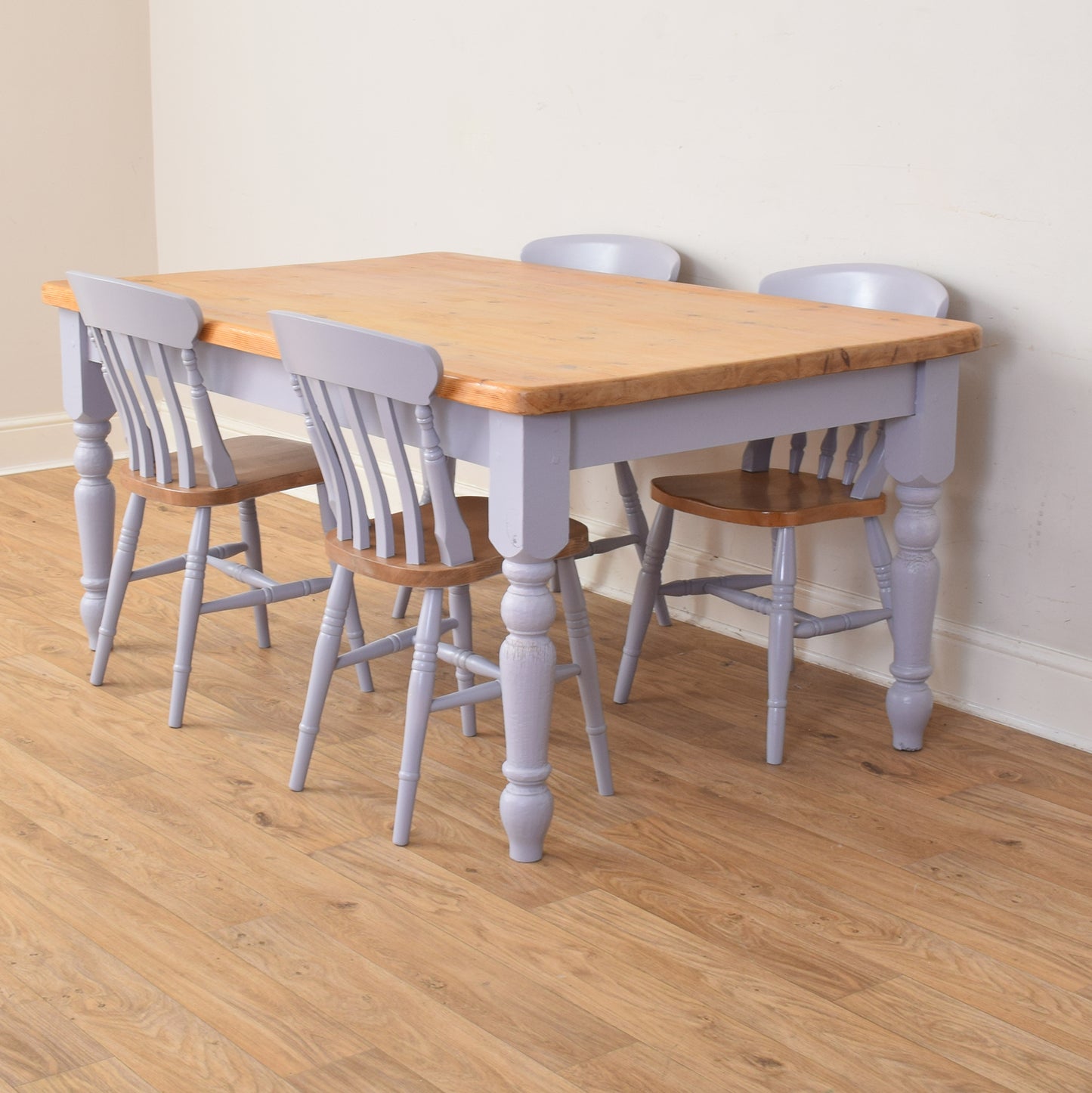 Painted Pine Table And Four Chairs