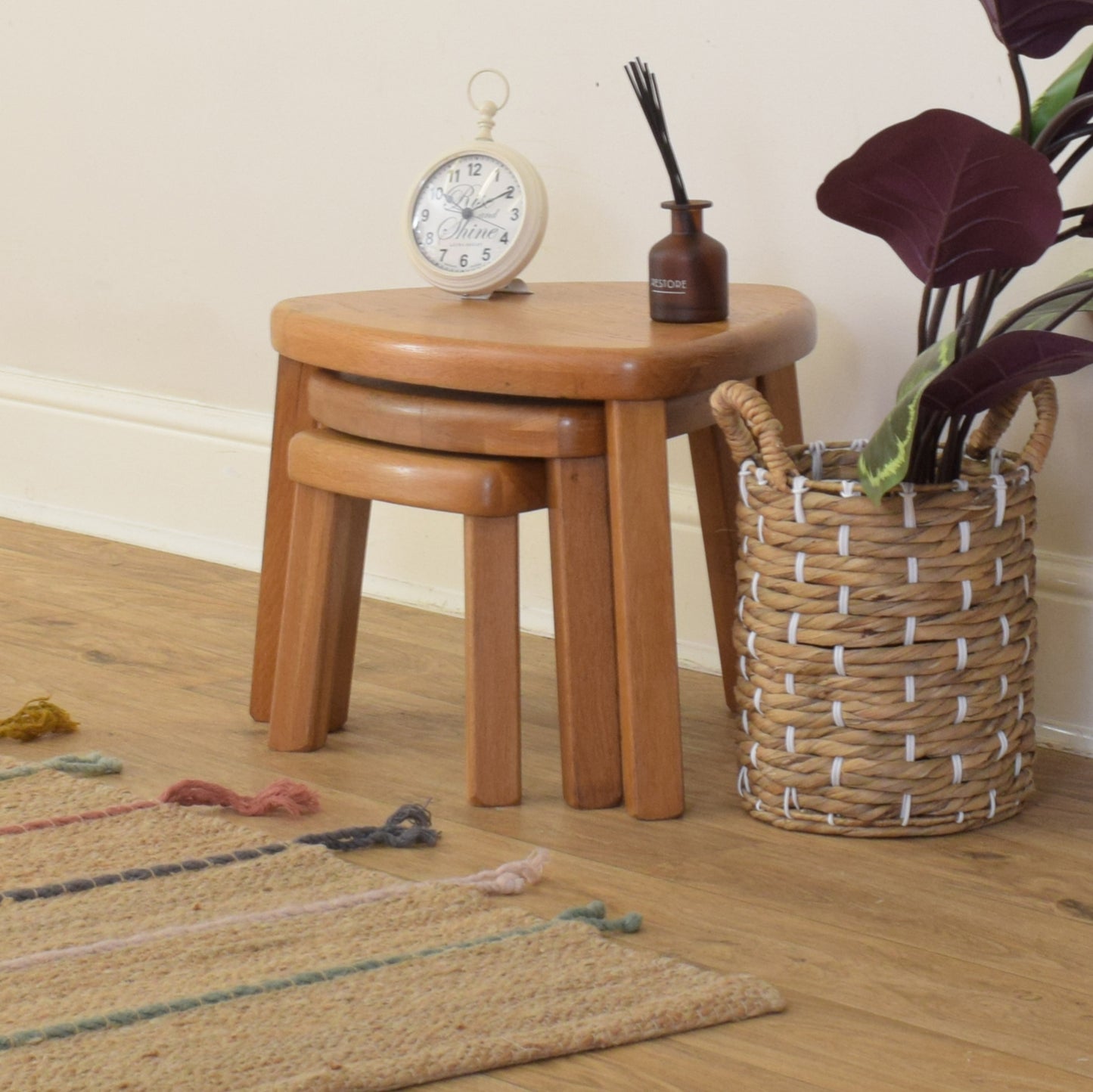 Restored Dutch Oak Nest of Tables