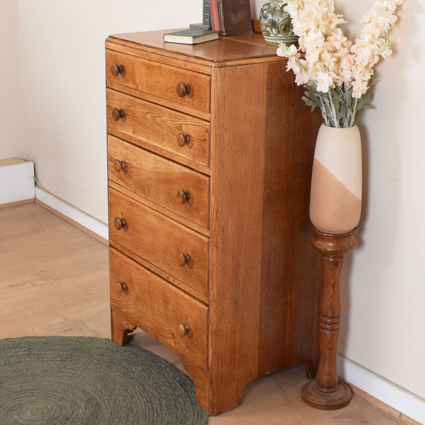 Oak Tall Chest Of Drawers
