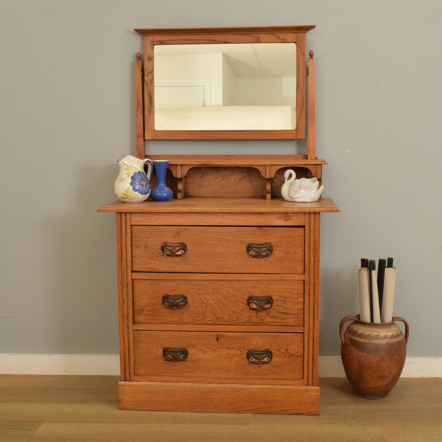 Edwardian Oak Vanity Chest