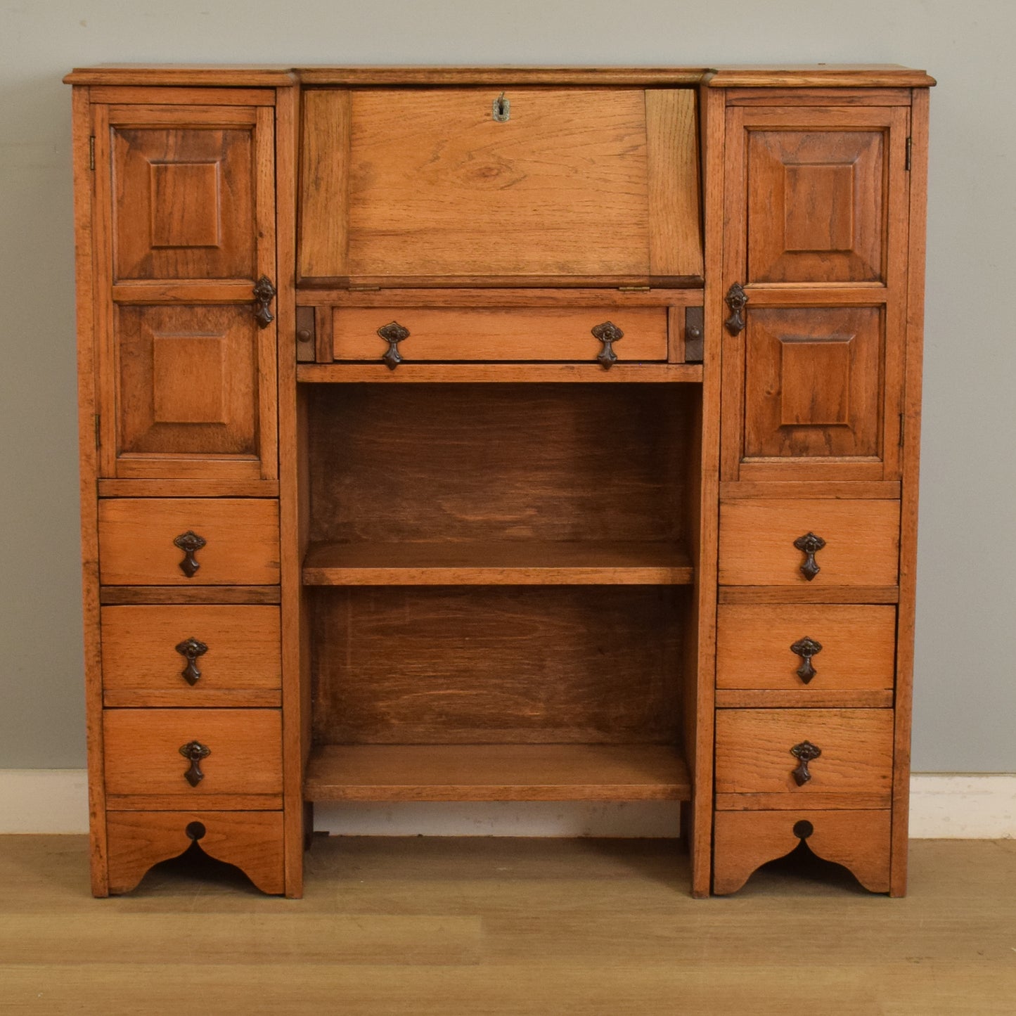 Oak Side-By-Side Bureau Bookcase