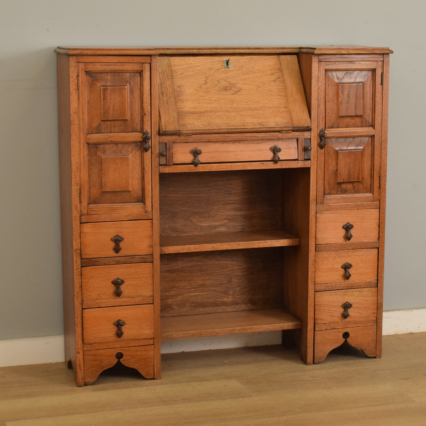 Oak Side-By-Side Bureau Bookcase