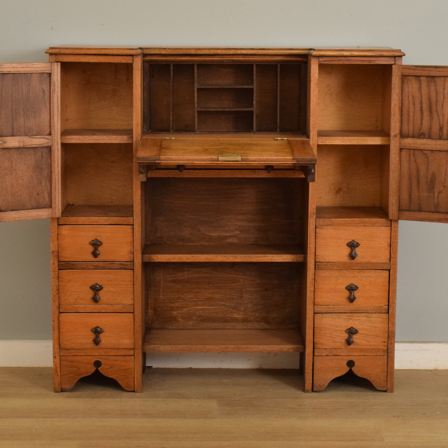 Oak Side-By-Side Bureau Bookcase