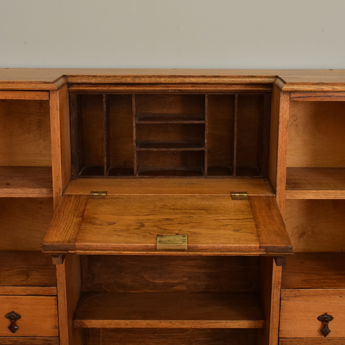 Oak Side-By-Side Bureau Bookcase