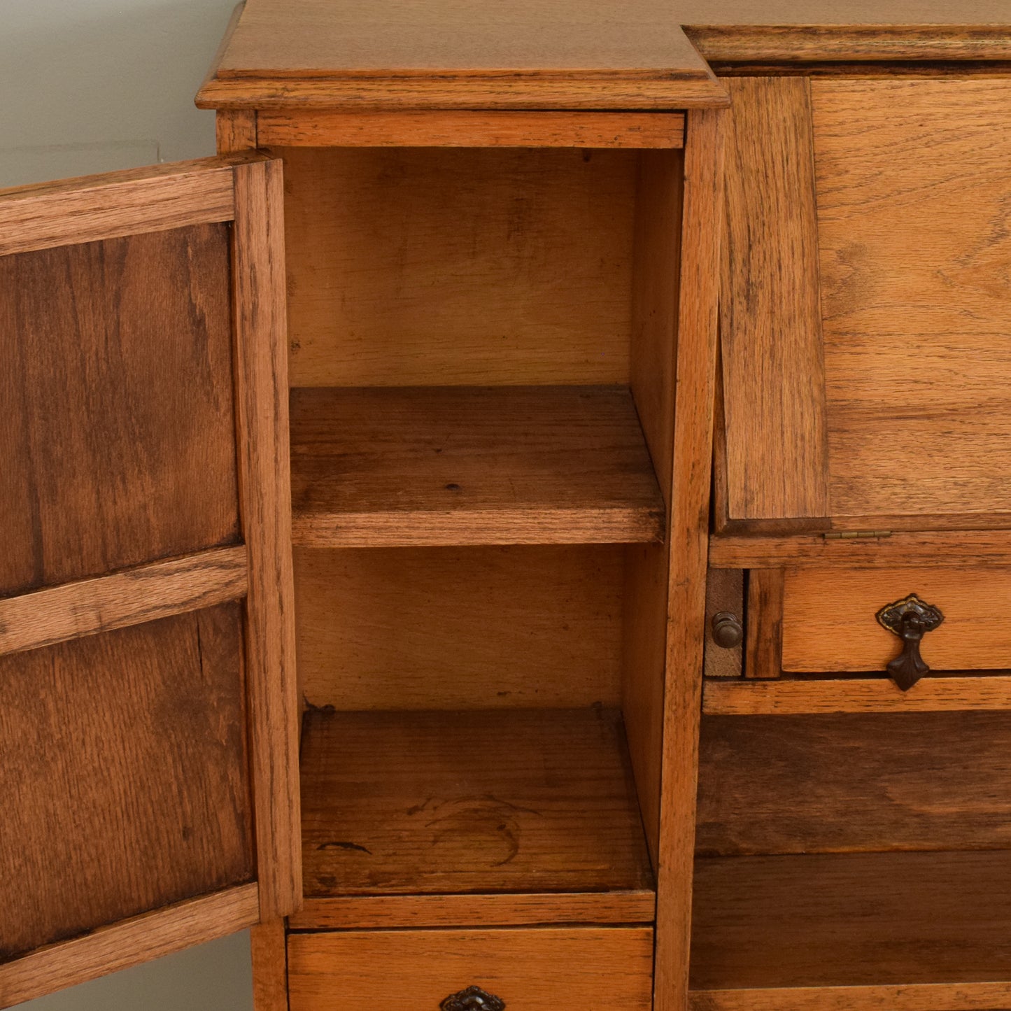 Oak Side-By-Side Bureau Bookcase