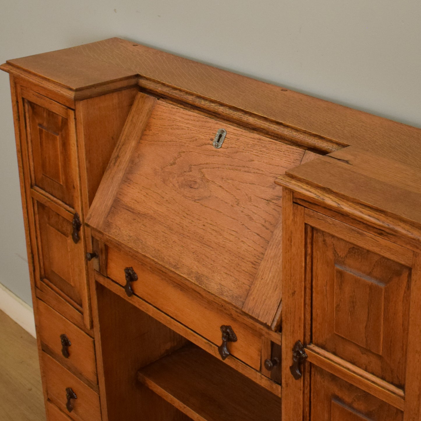 Oak Side-By-Side Bureau Bookcase