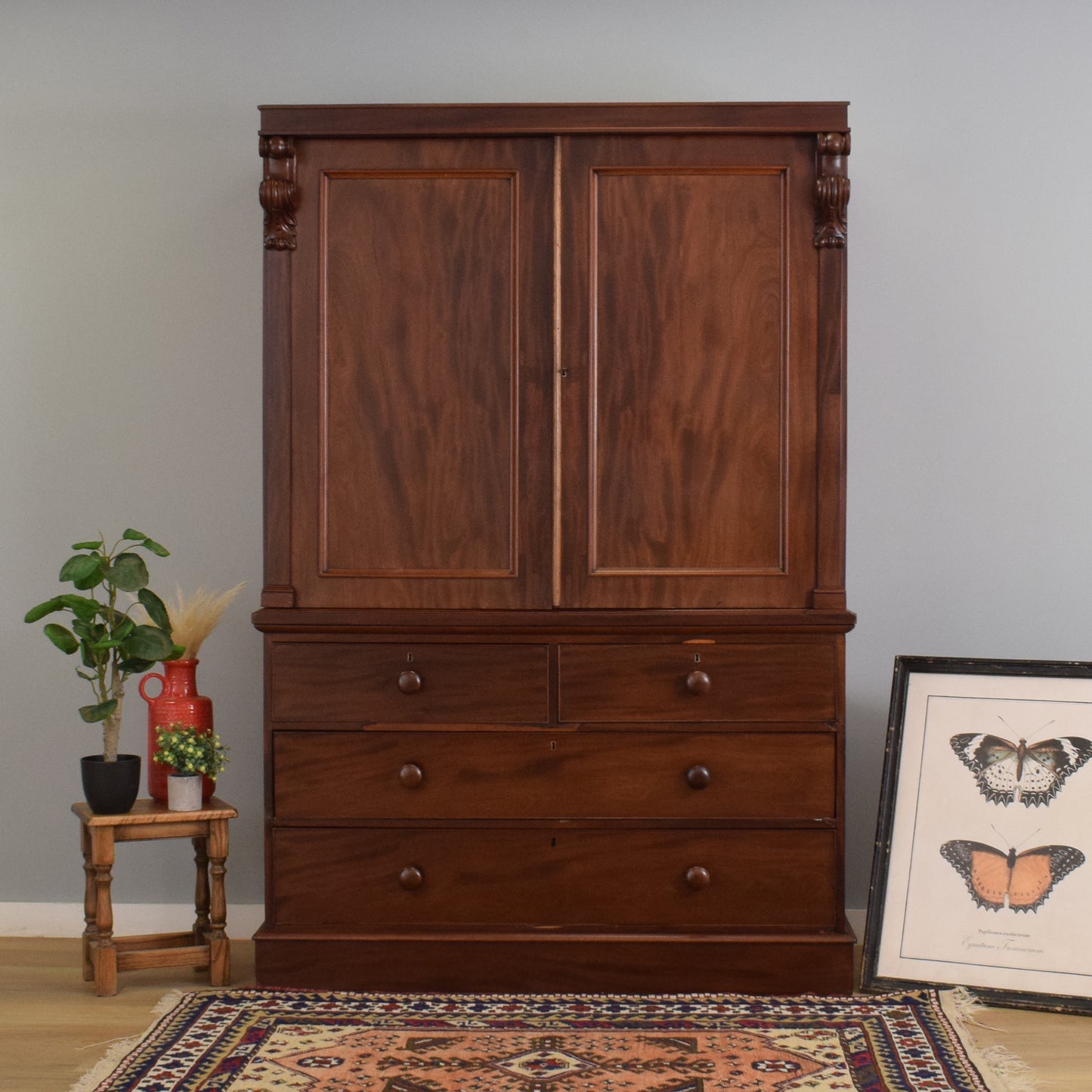 Large Mahogany Linen Press