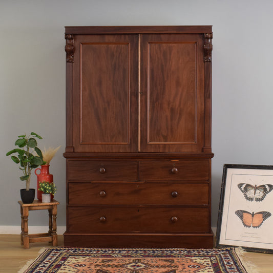Large Mahogany Linen Press