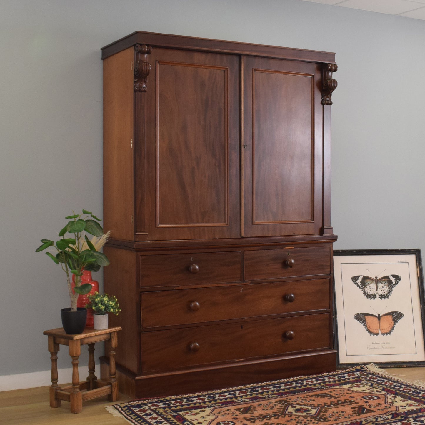 Large Mahogany Linen Press