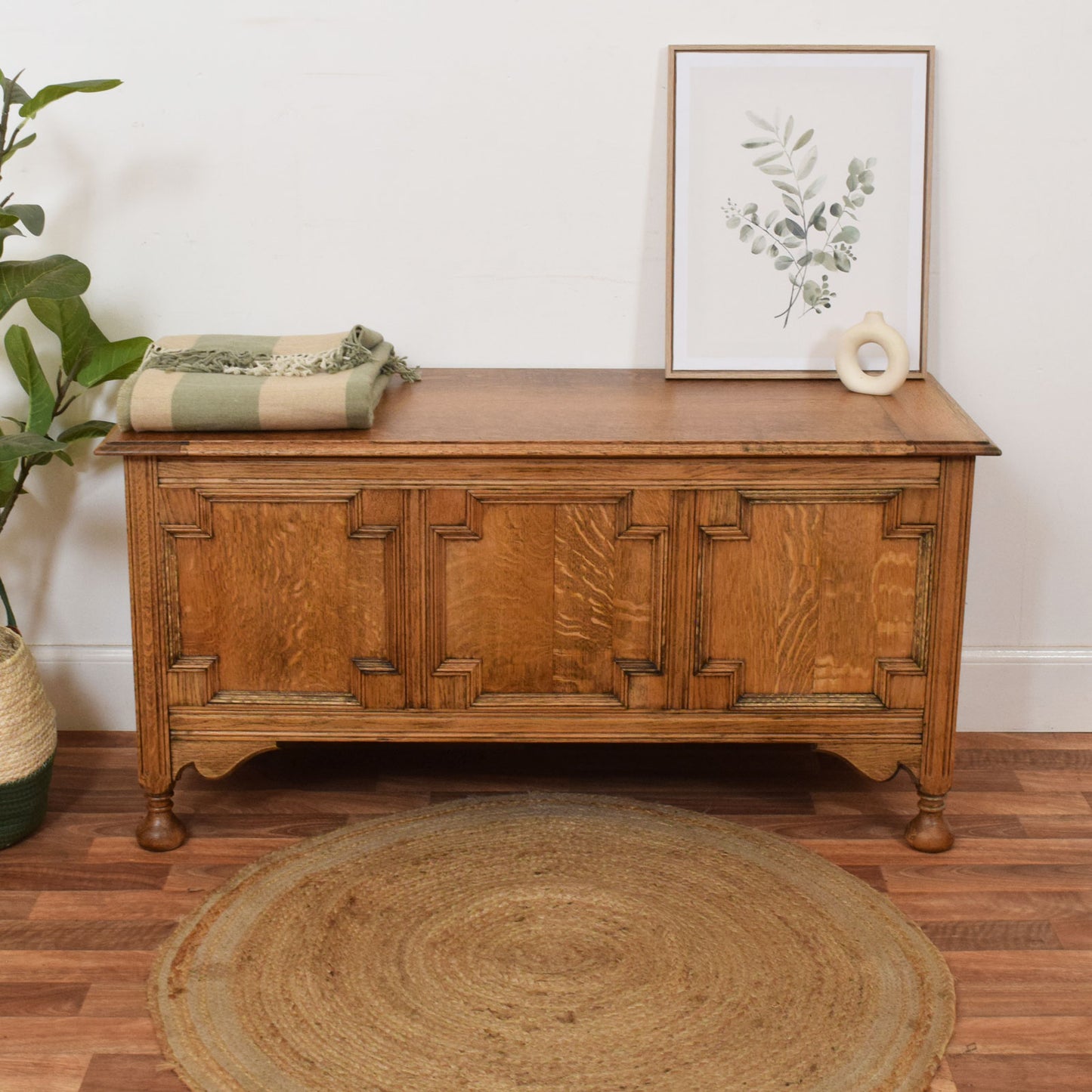 Carved Oak Blanket Box