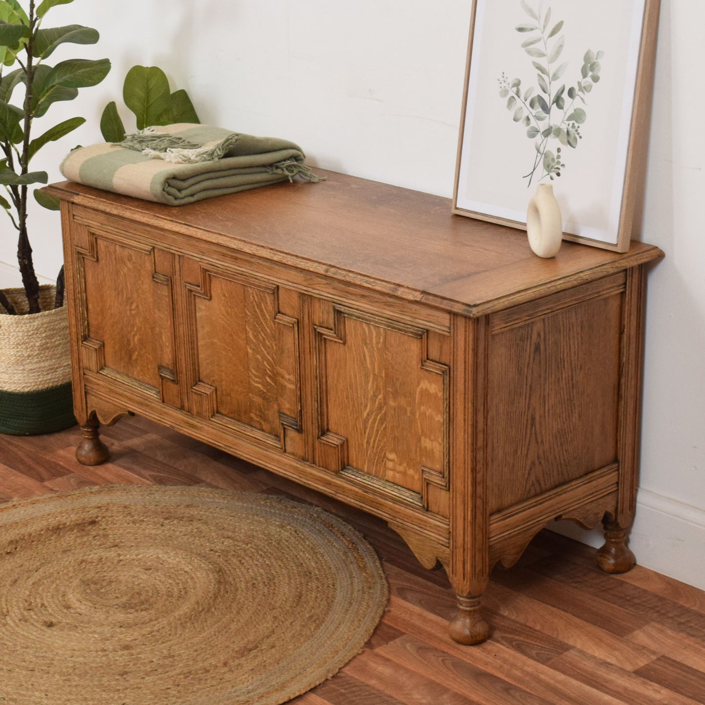 Carved Oak Blanket Box