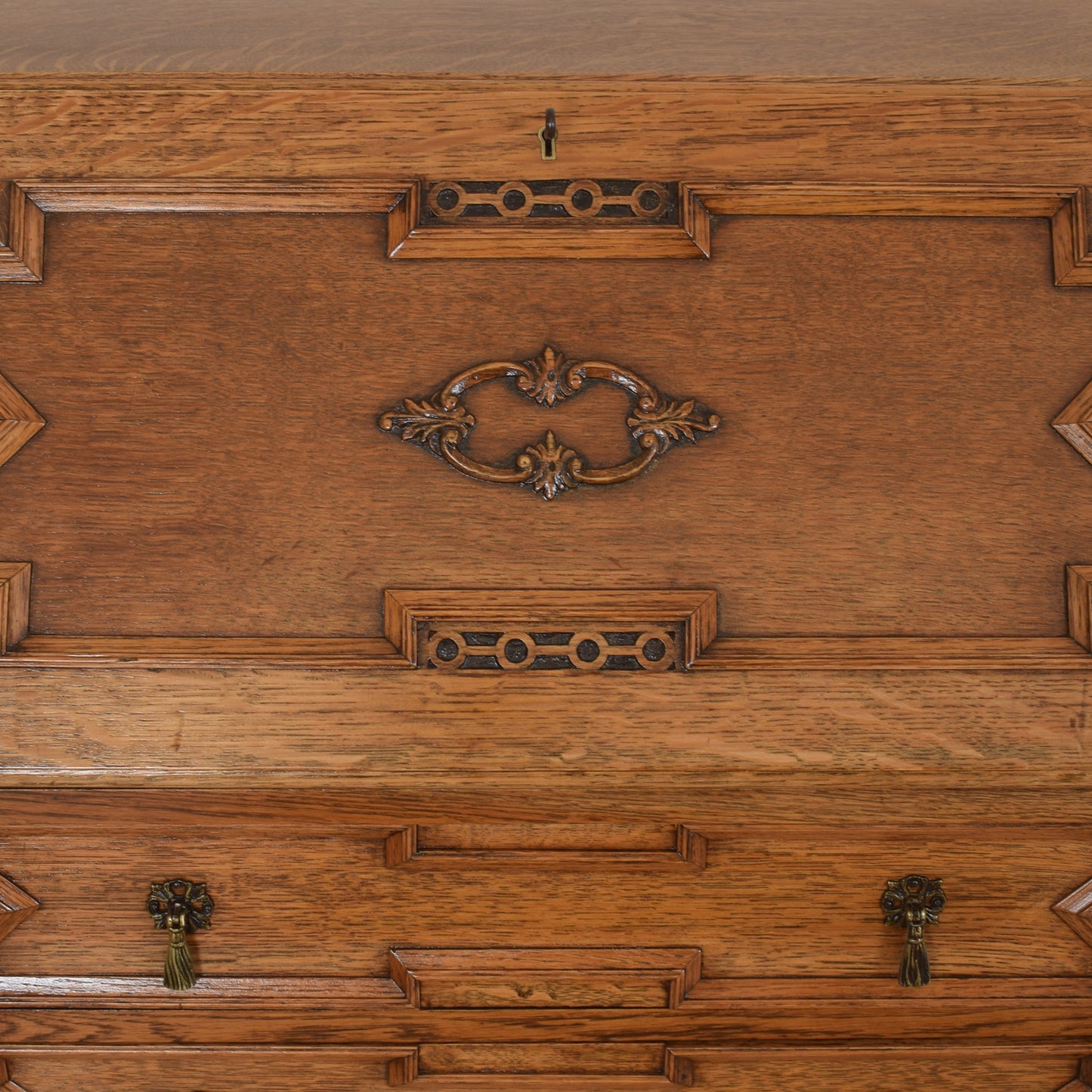 Ornate Unusual Oak Bureau
