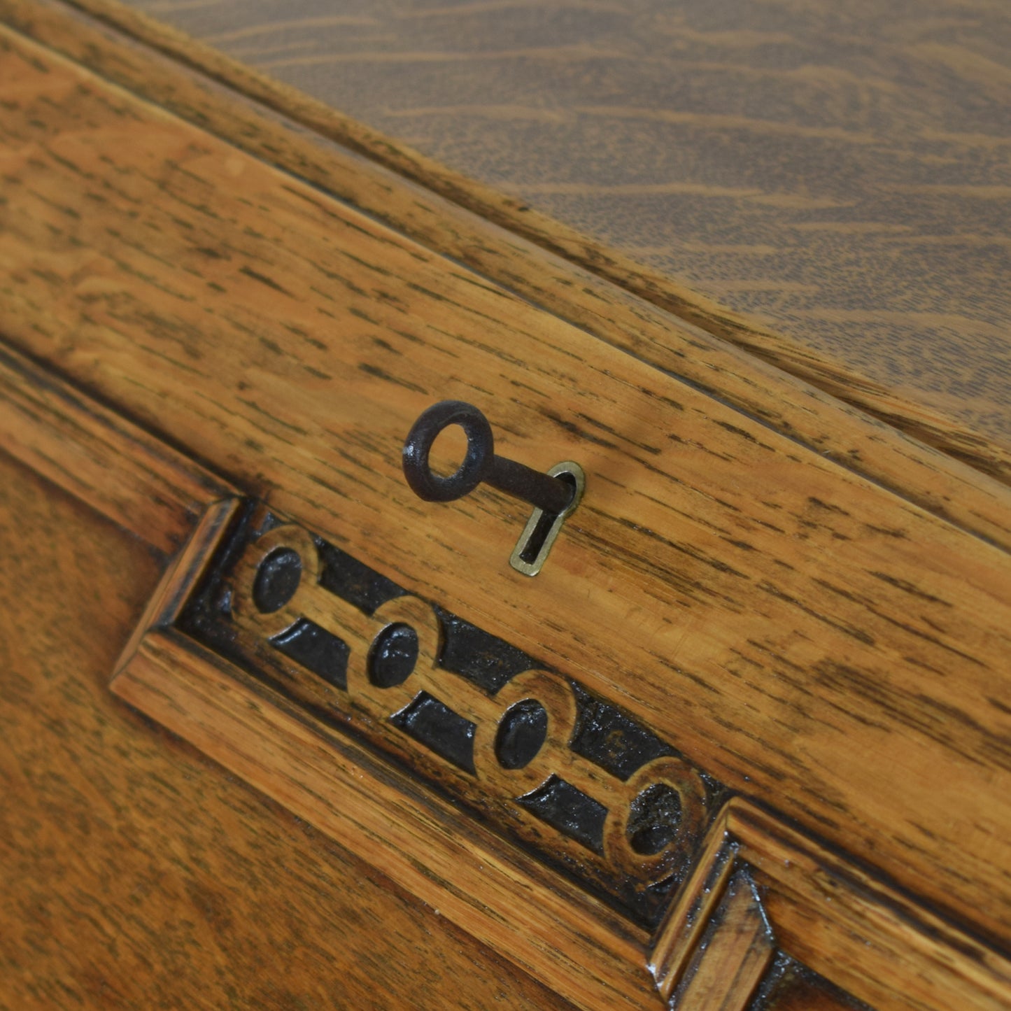 Ornate Unusual Oak Bureau