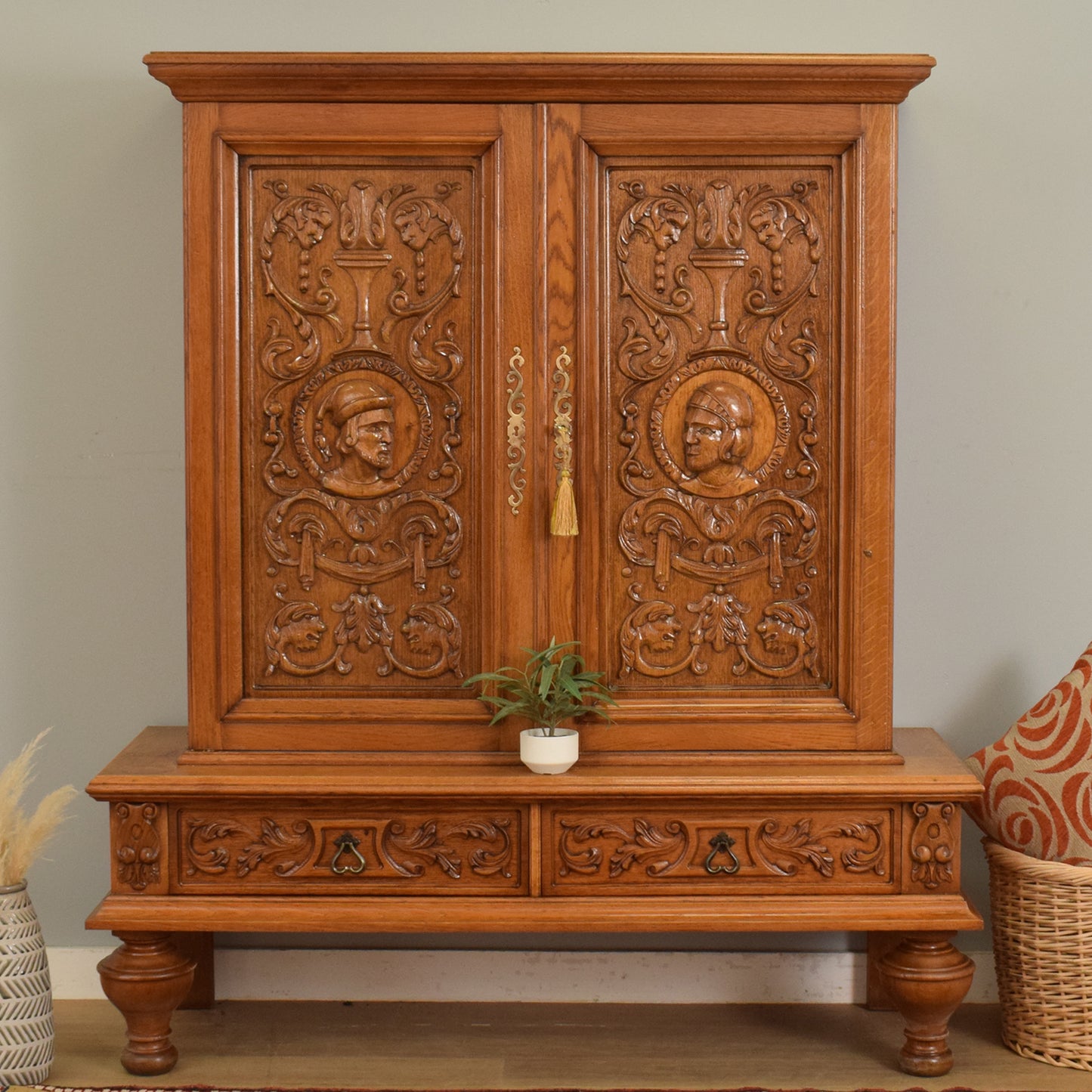 Carved Oak Cabinet