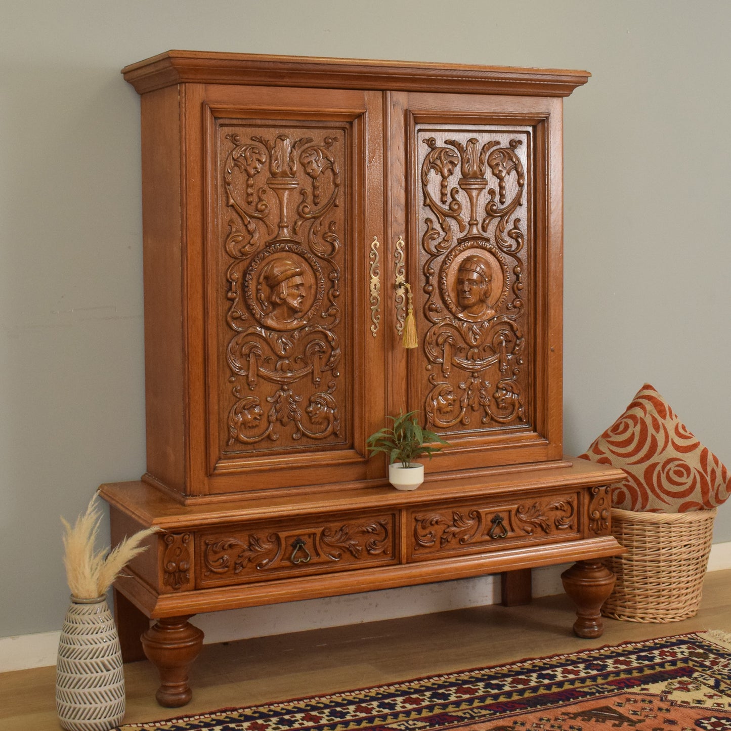 Carved Oak Cabinet