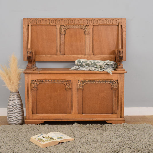 Refinished Oak Monks Bench