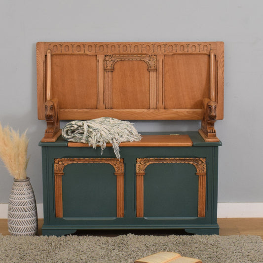 Refinished Oak Monks Bench
