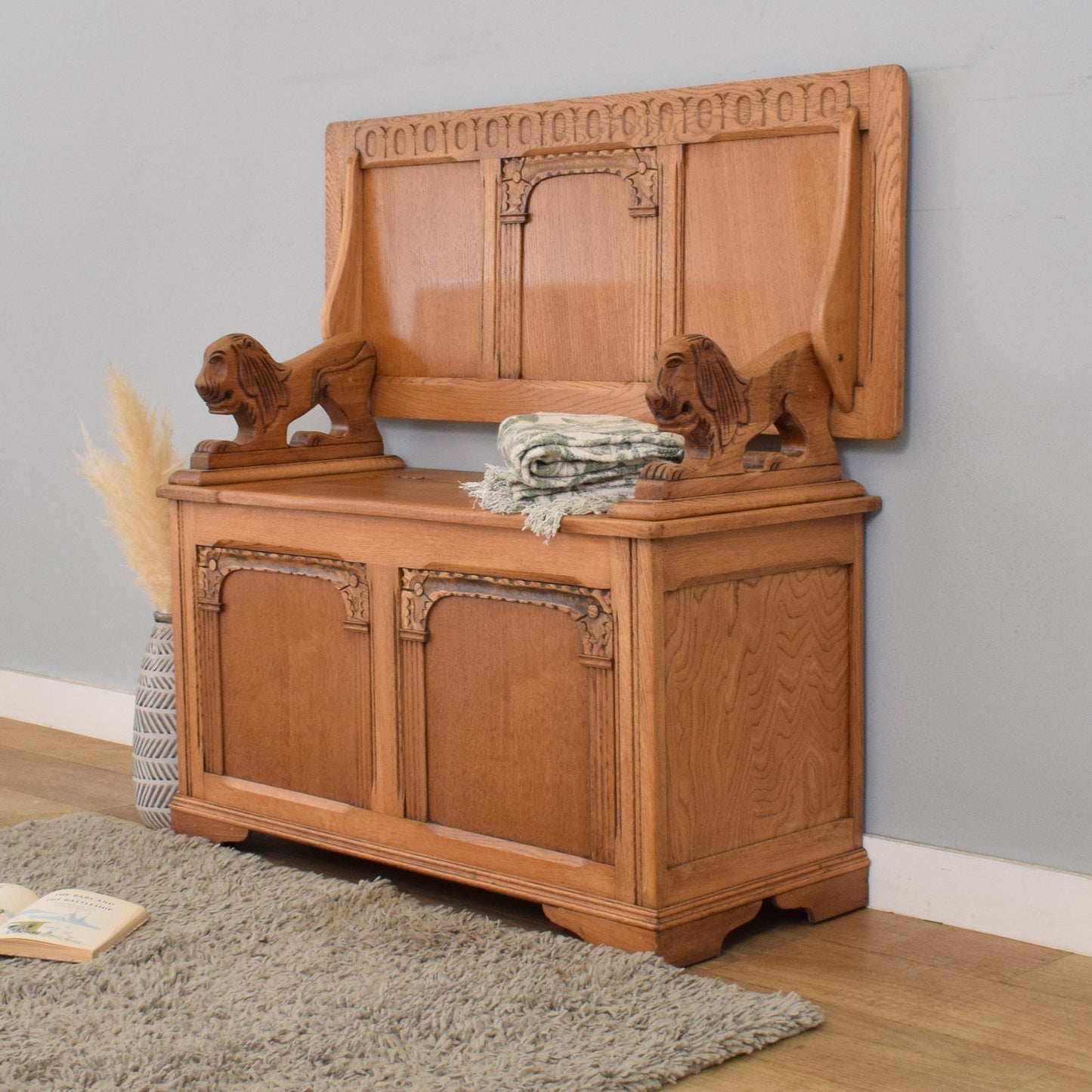 Refinished Oak Monks Bench