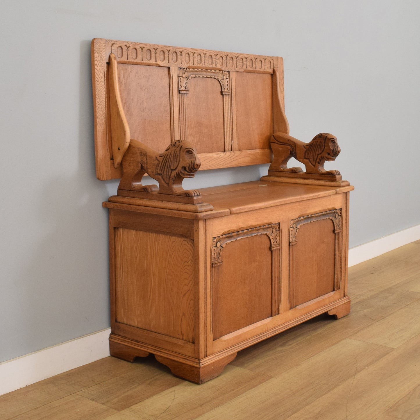 Refinished Oak Monks Bench