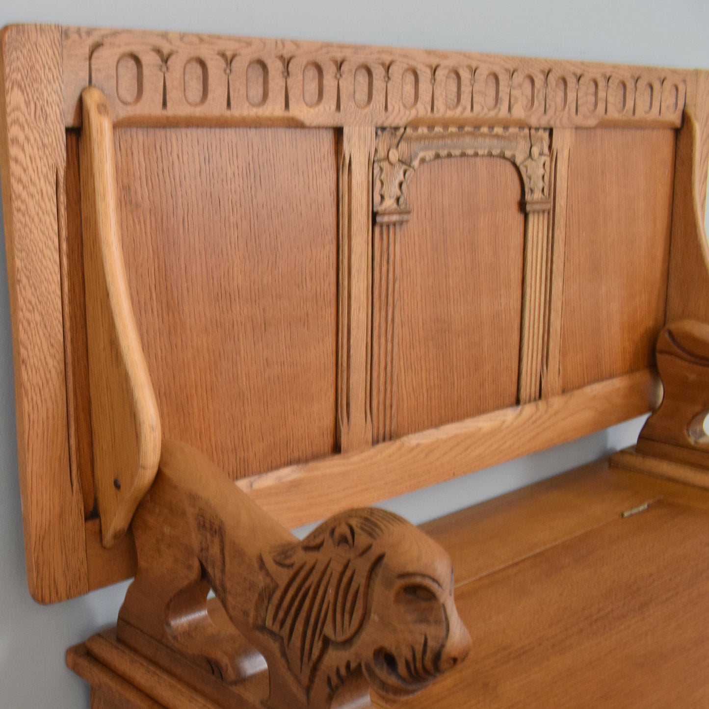 Refinished Oak Monks Bench