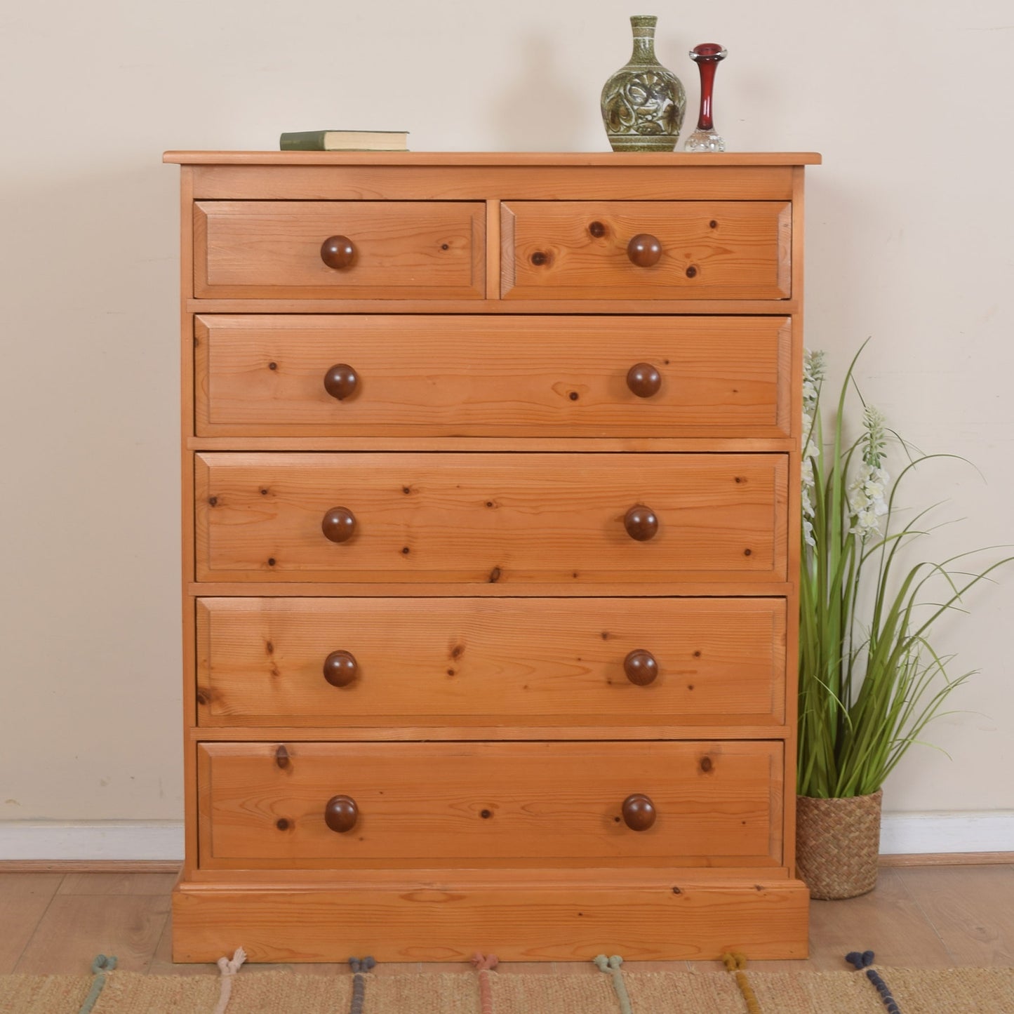 Solid Pine Chest Of Drawers.