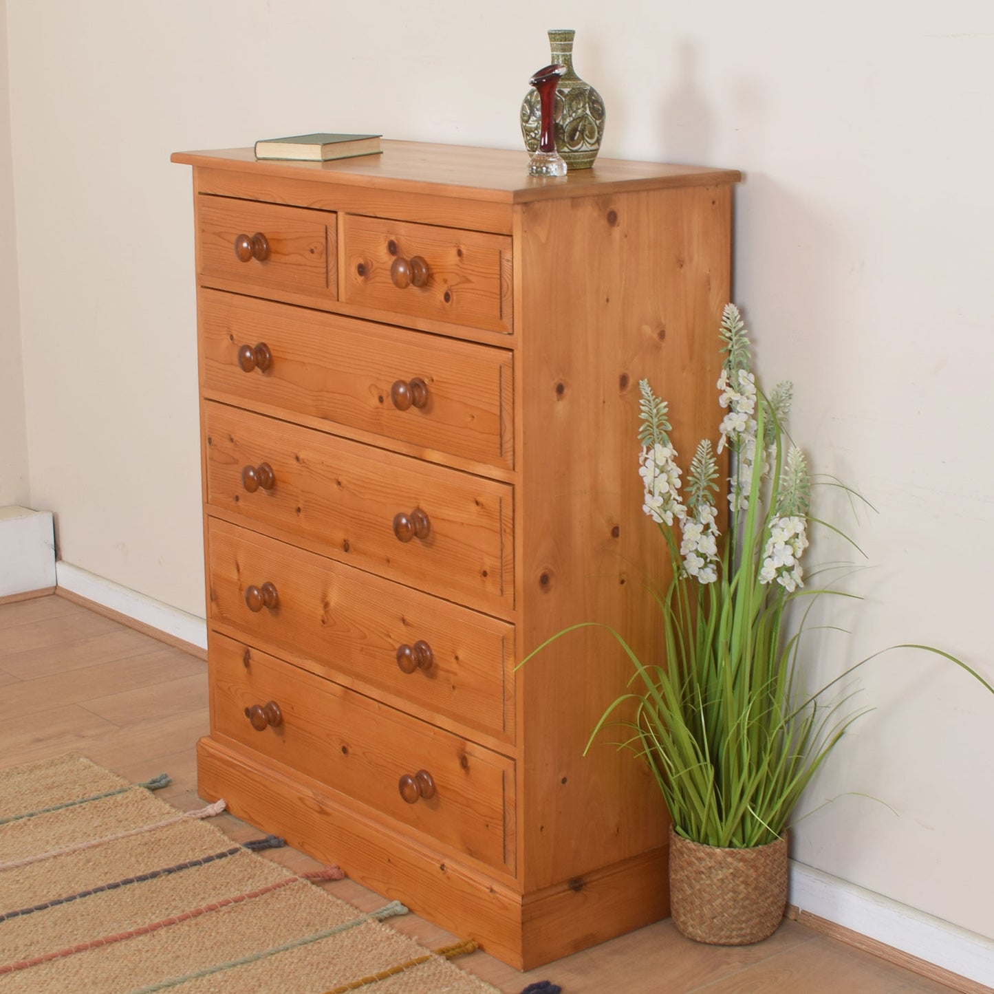 Solid Pine Chest Of Drawers.