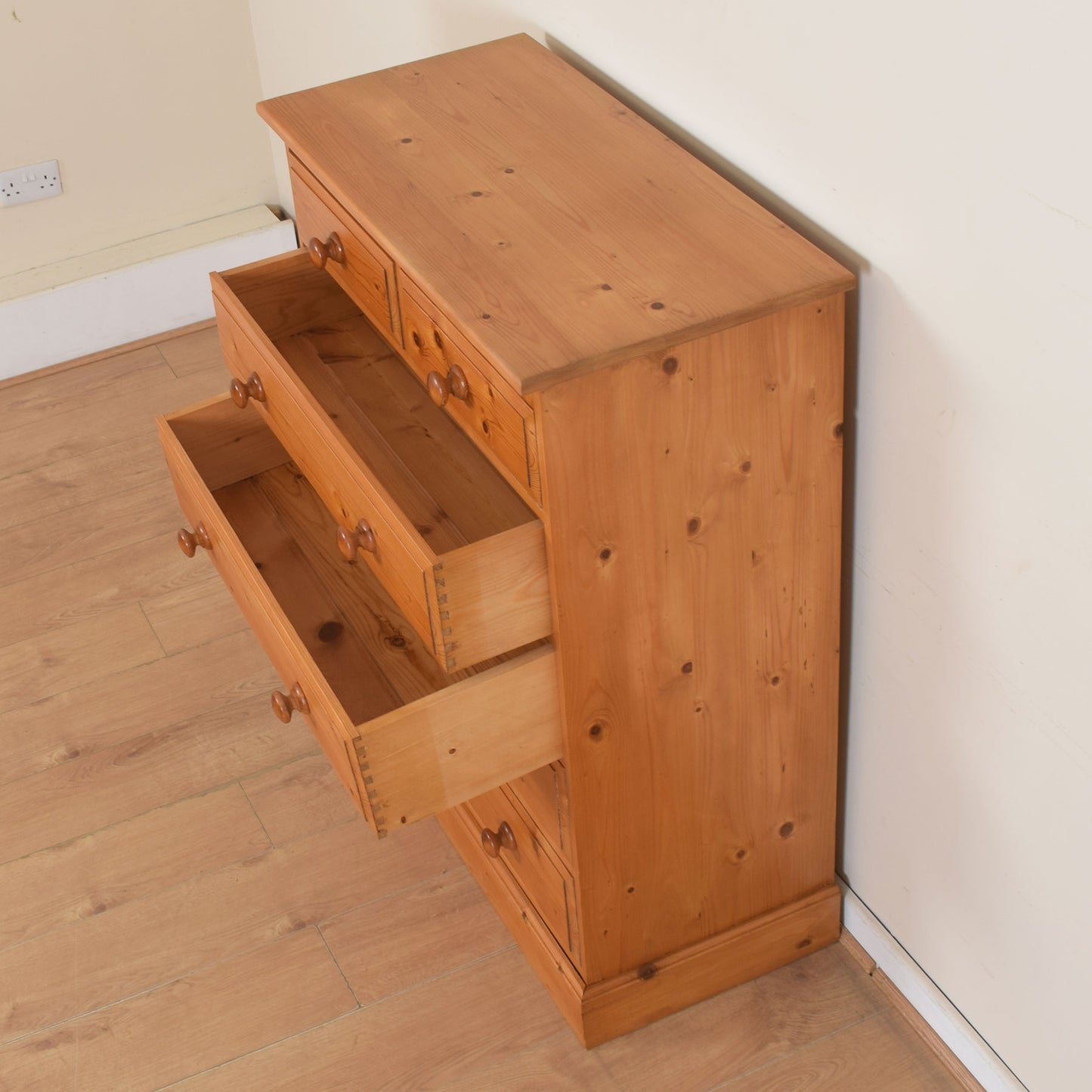 Solid Pine Chest Of Drawers.