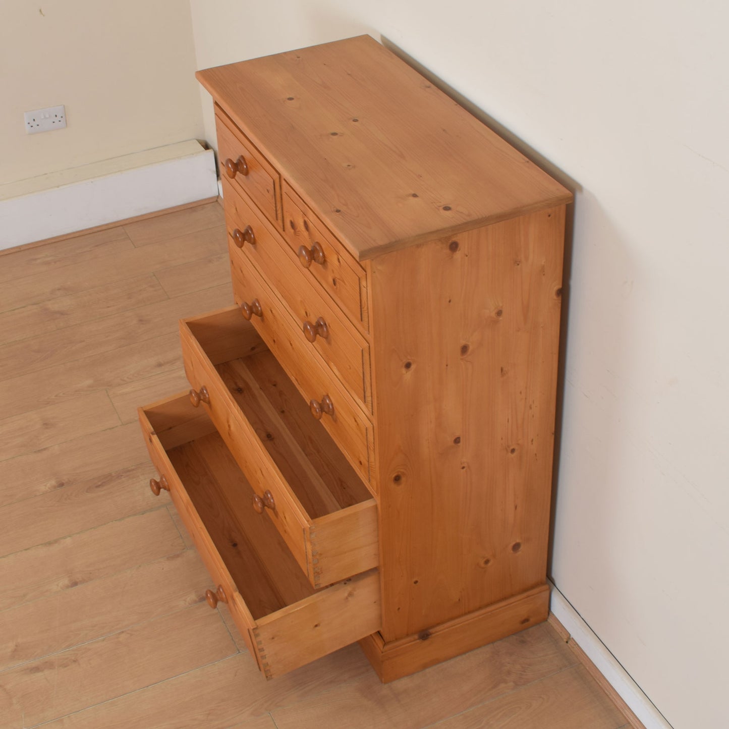 Solid Pine Chest Of Drawers.