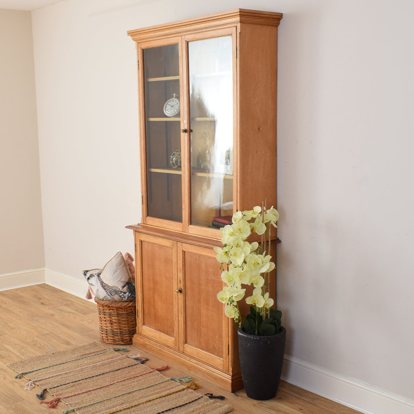 Large Robust Oak Display Cabinet