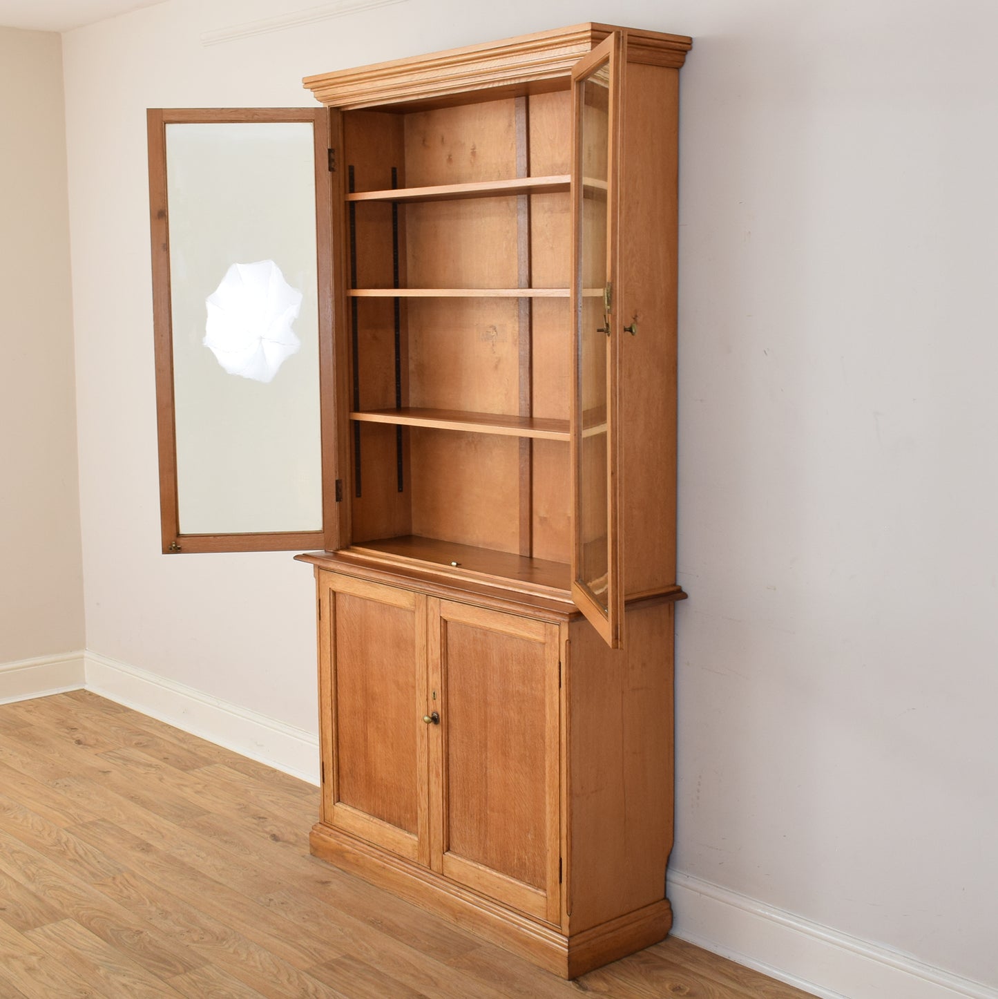 Large Robust Oak Display Cabinet