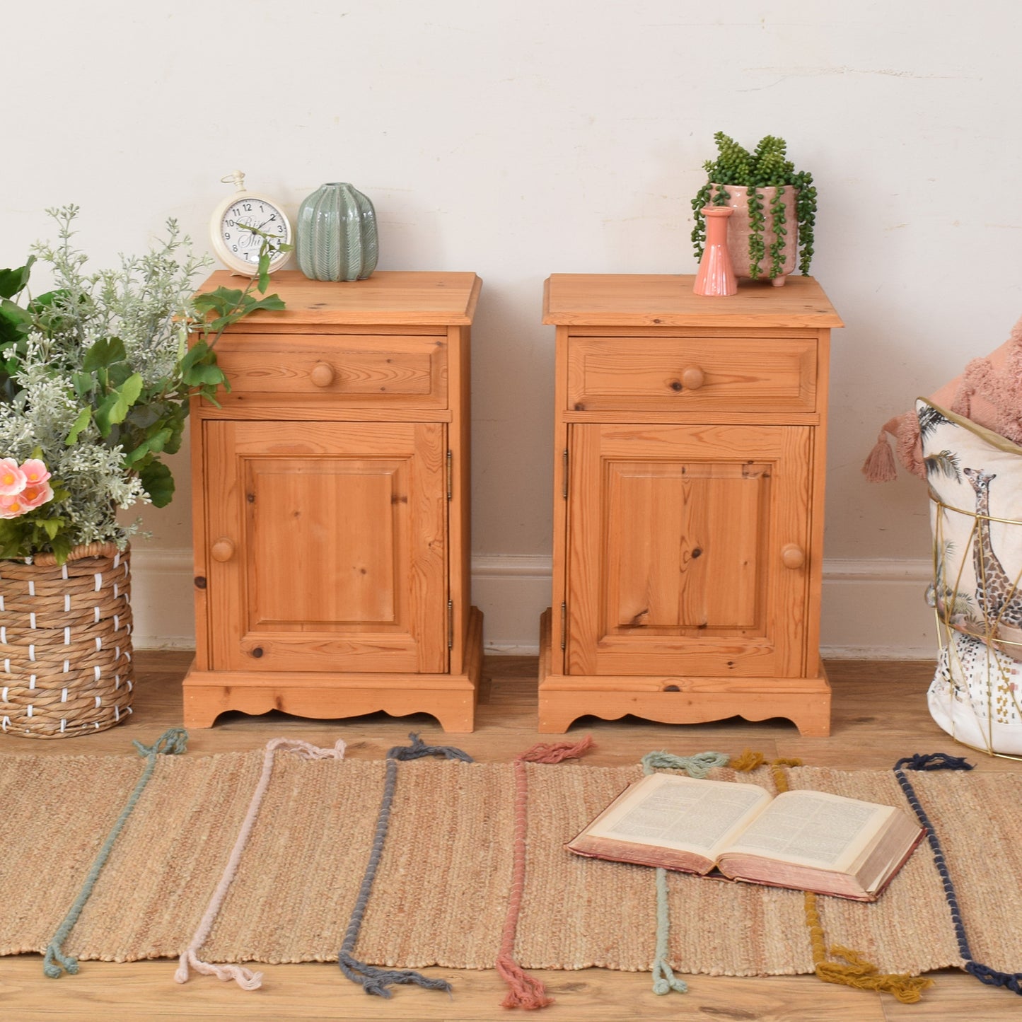 Pair Of Pine Bedsides