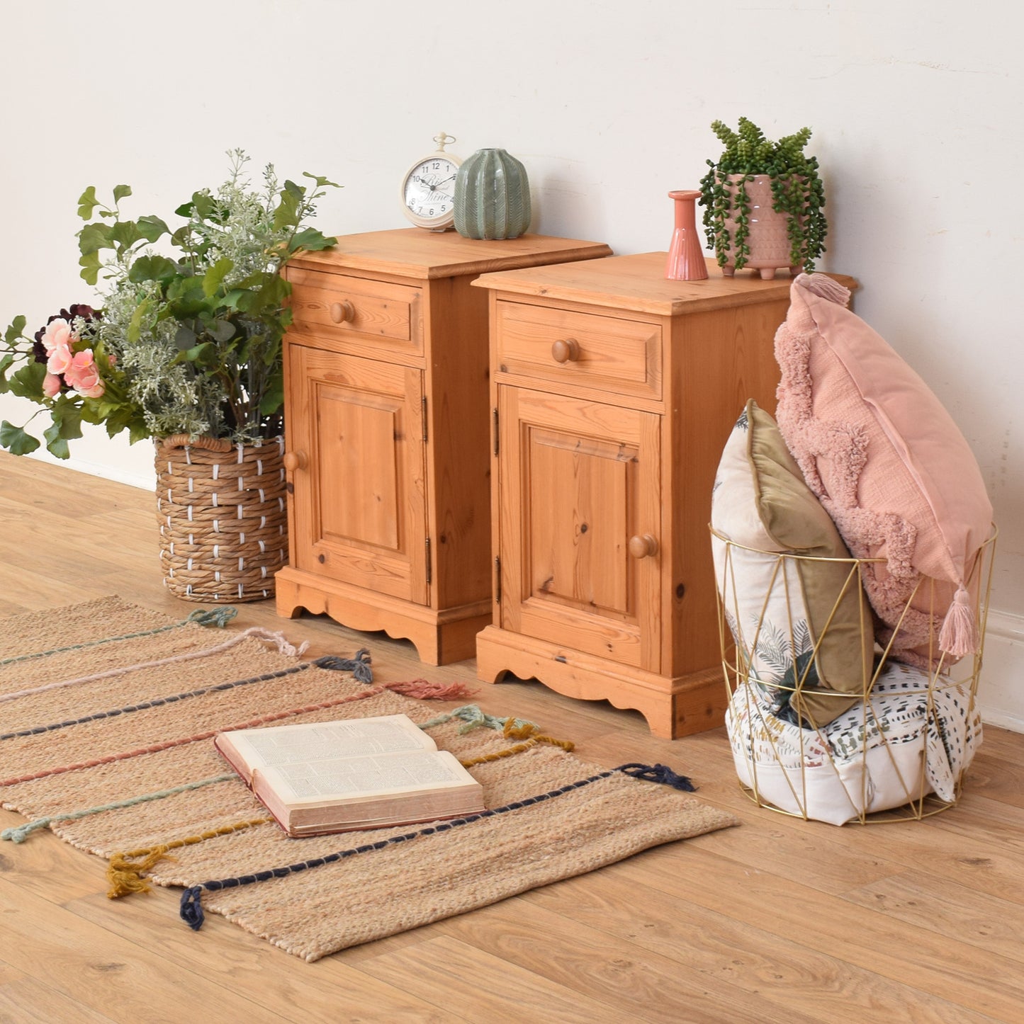 Pair Of Pine Bedsides