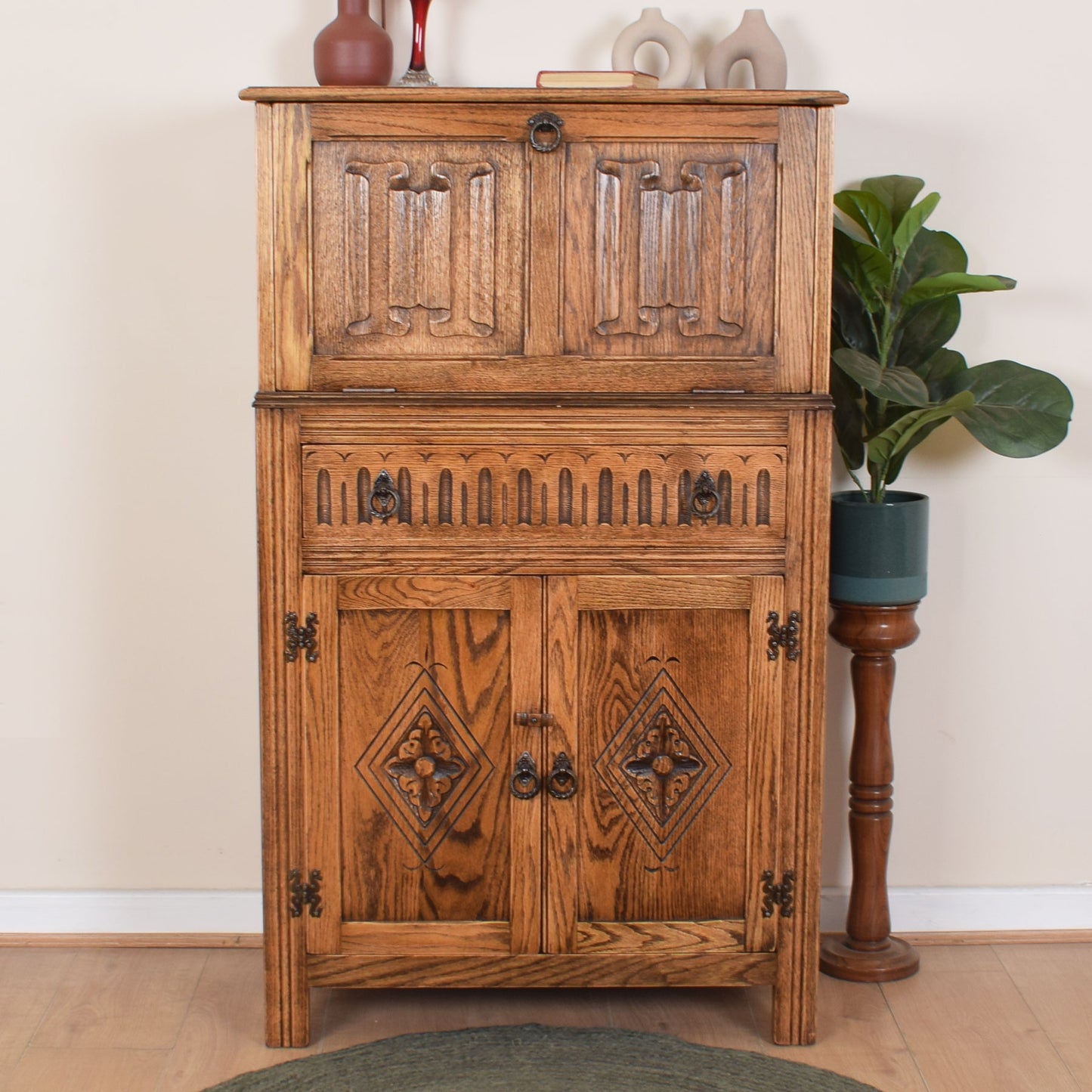 Jaycee Oak Drinks Cabinet