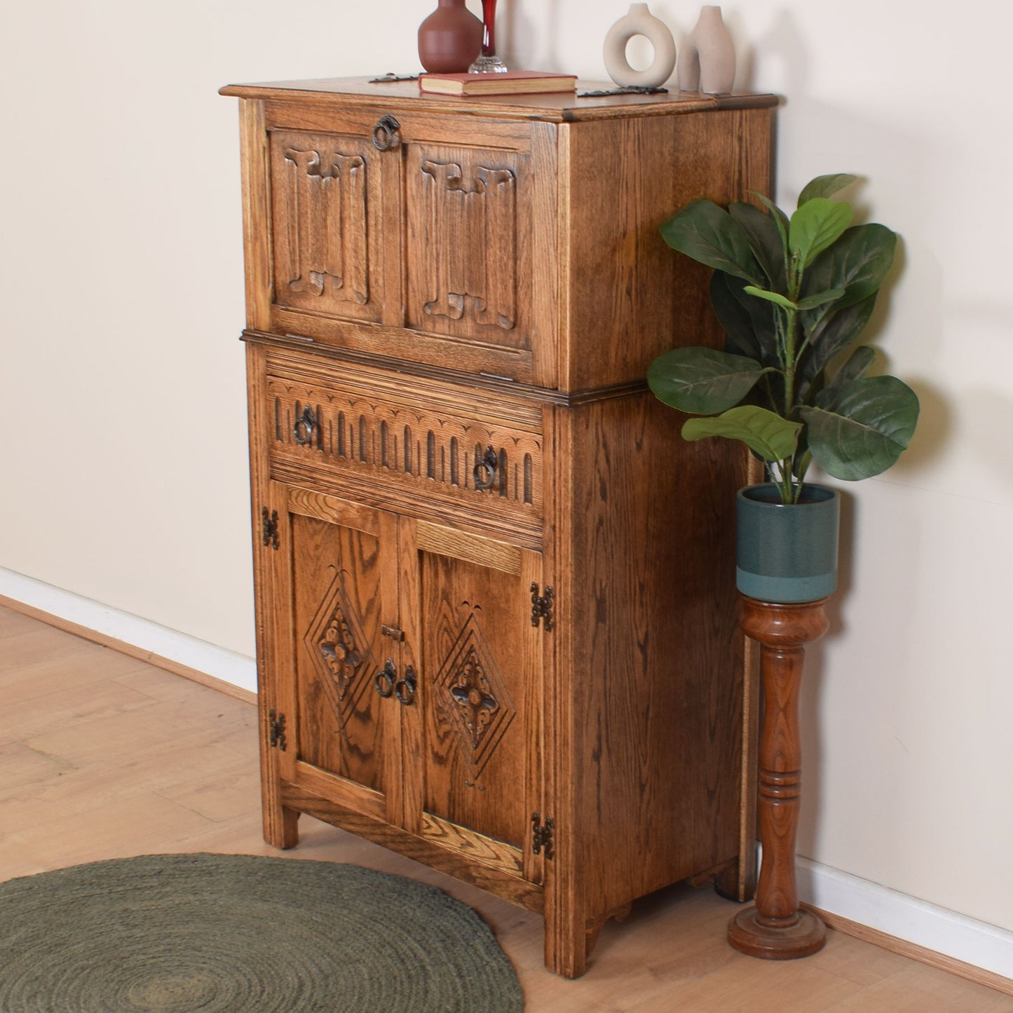 Jaycee Oak Drinks Cabinet