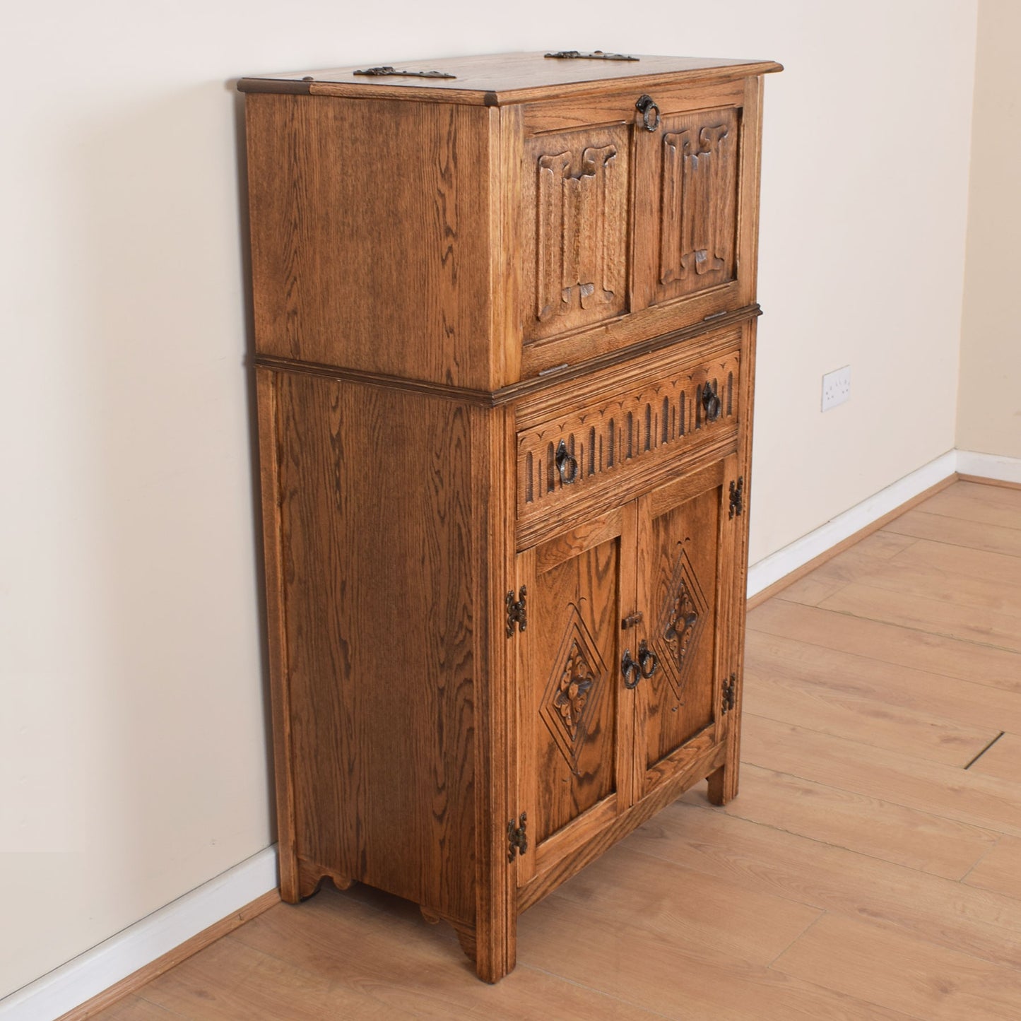 Jaycee Oak Drinks Cabinet