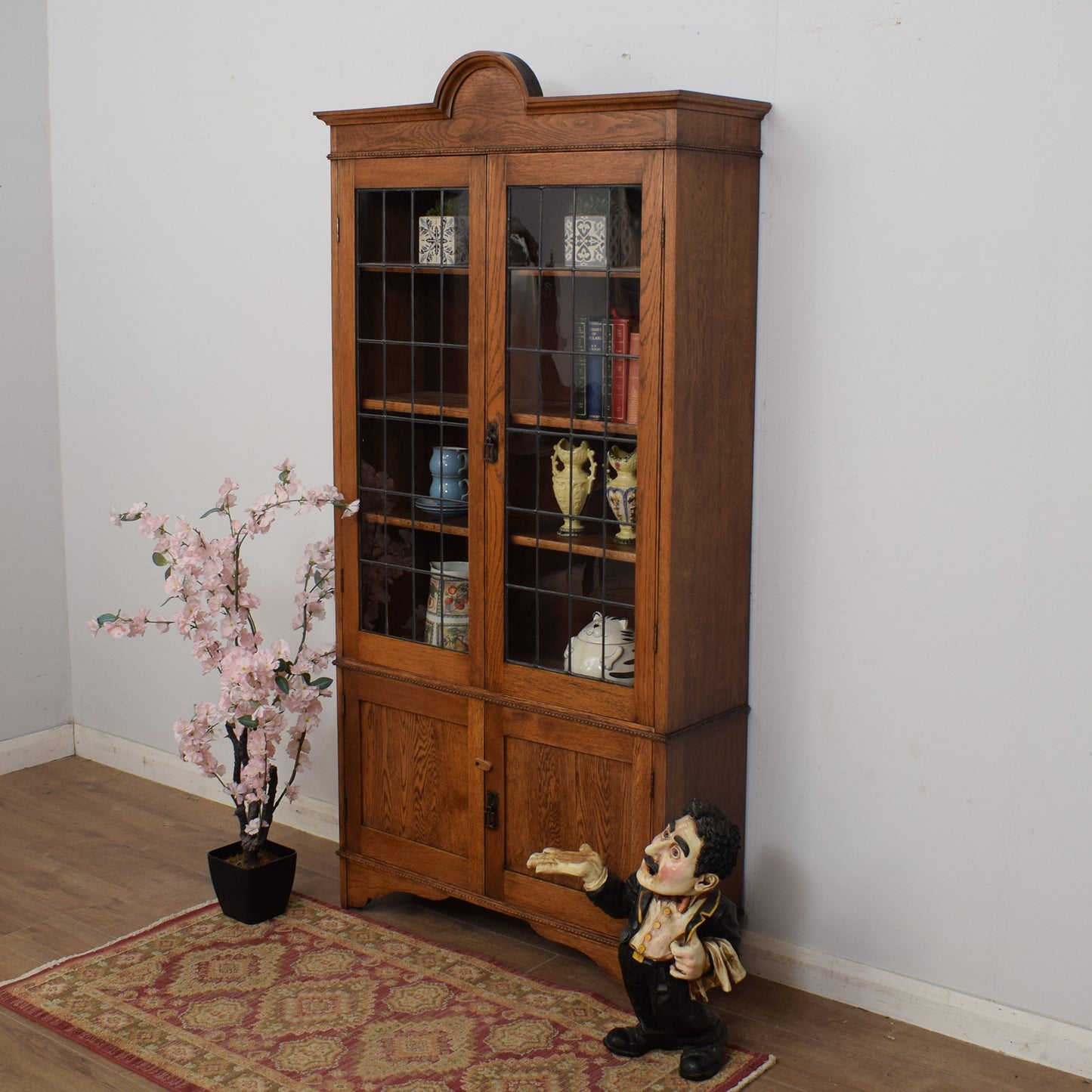 Oak Glazed Bookcase / Display Cabinet