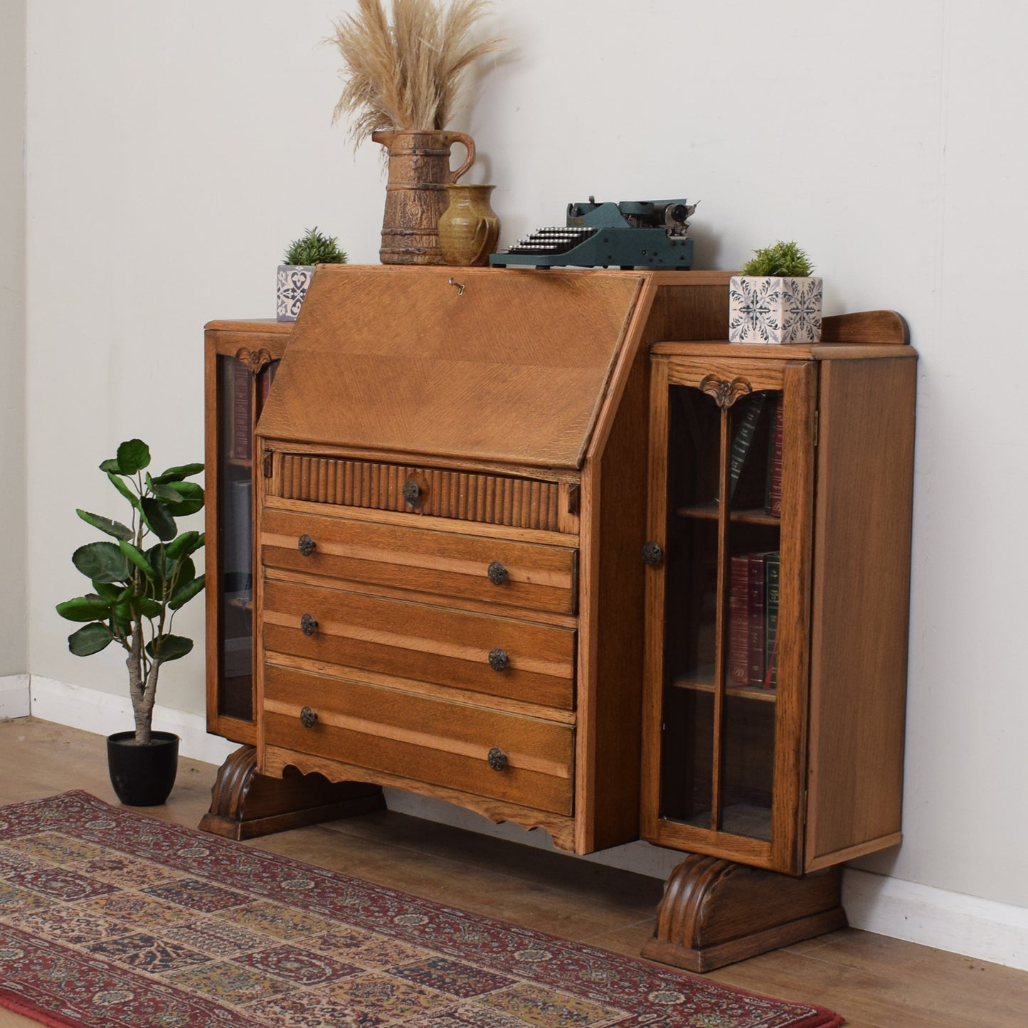 Restored Art Deco Style Side-by-Side Bureau Bookcase