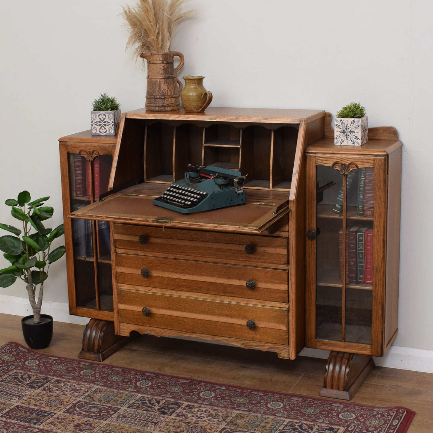 Restored Art Deco Style Side-by-Side Bureau Bookcase