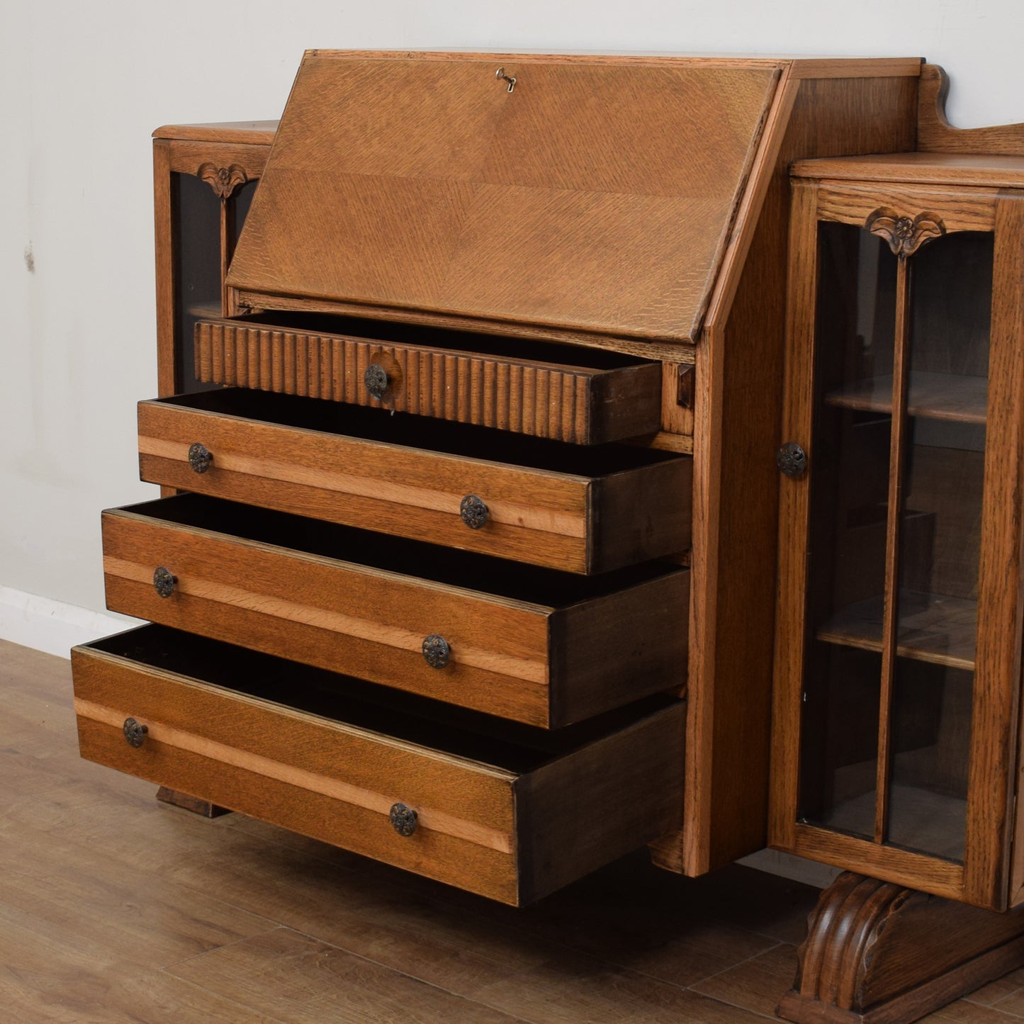 Restored Art Deco Style Side-by-Side Bureau Bookcase