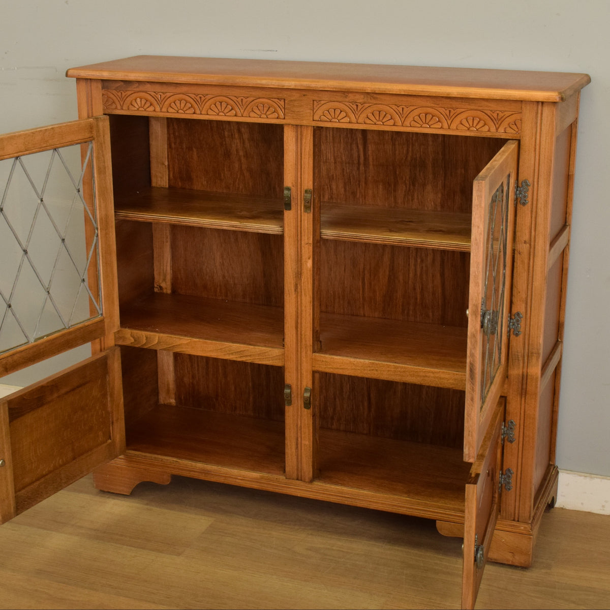 Glazed Oak Veneer Bookcase