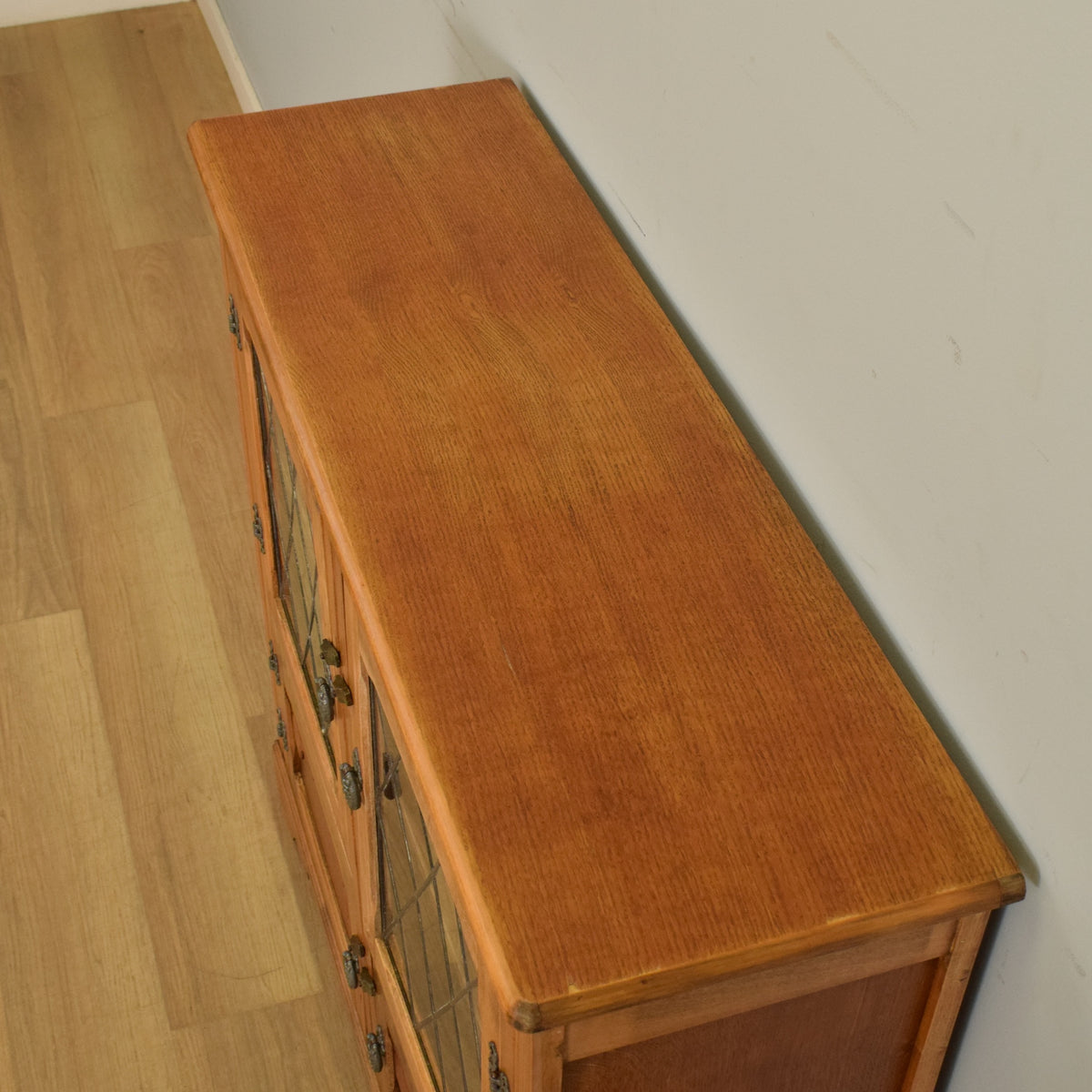 Glazed Oak Veneer Bookcase