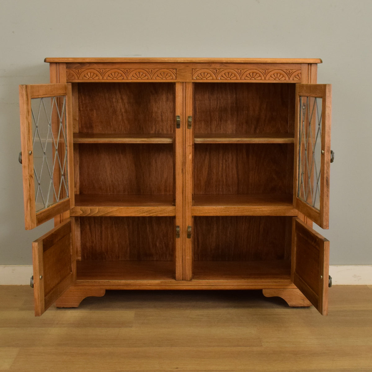 Glazed Oak Veneer Bookcase
