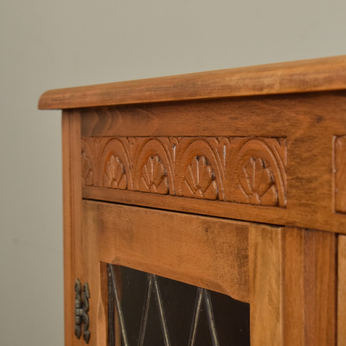 Glazed Oak Veneer Bookcase