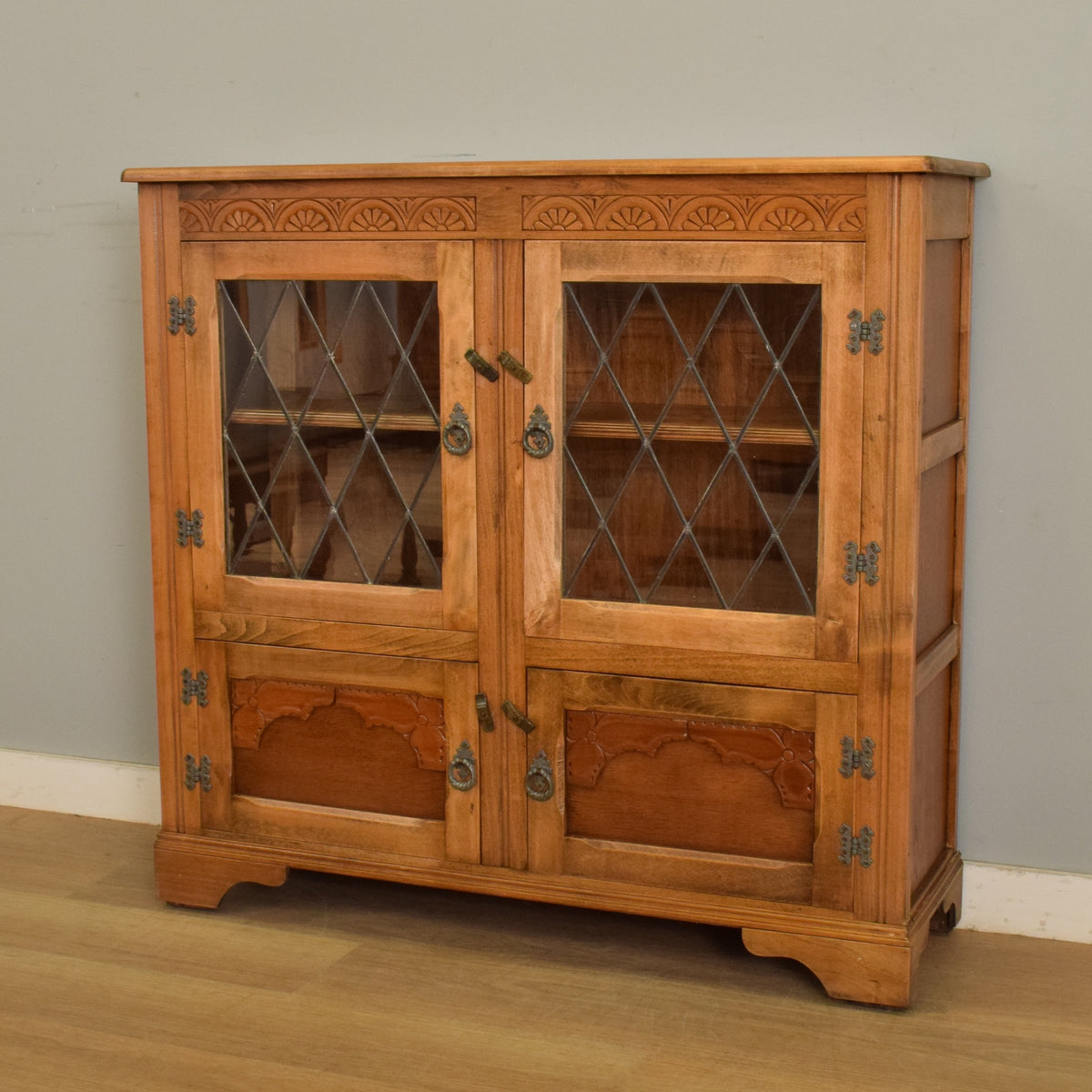 Glazed Oak Veneer Bookcase