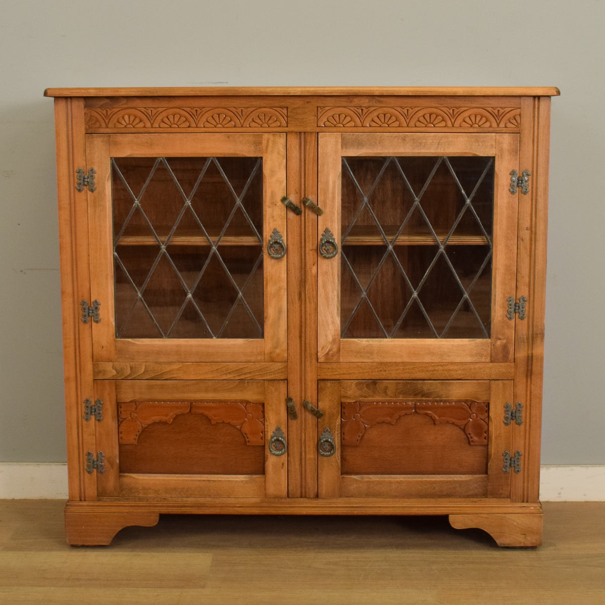 Glazed Oak Veneer Bookcase