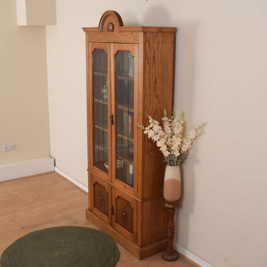 Tall Oak Glazed Bookcase Unit
