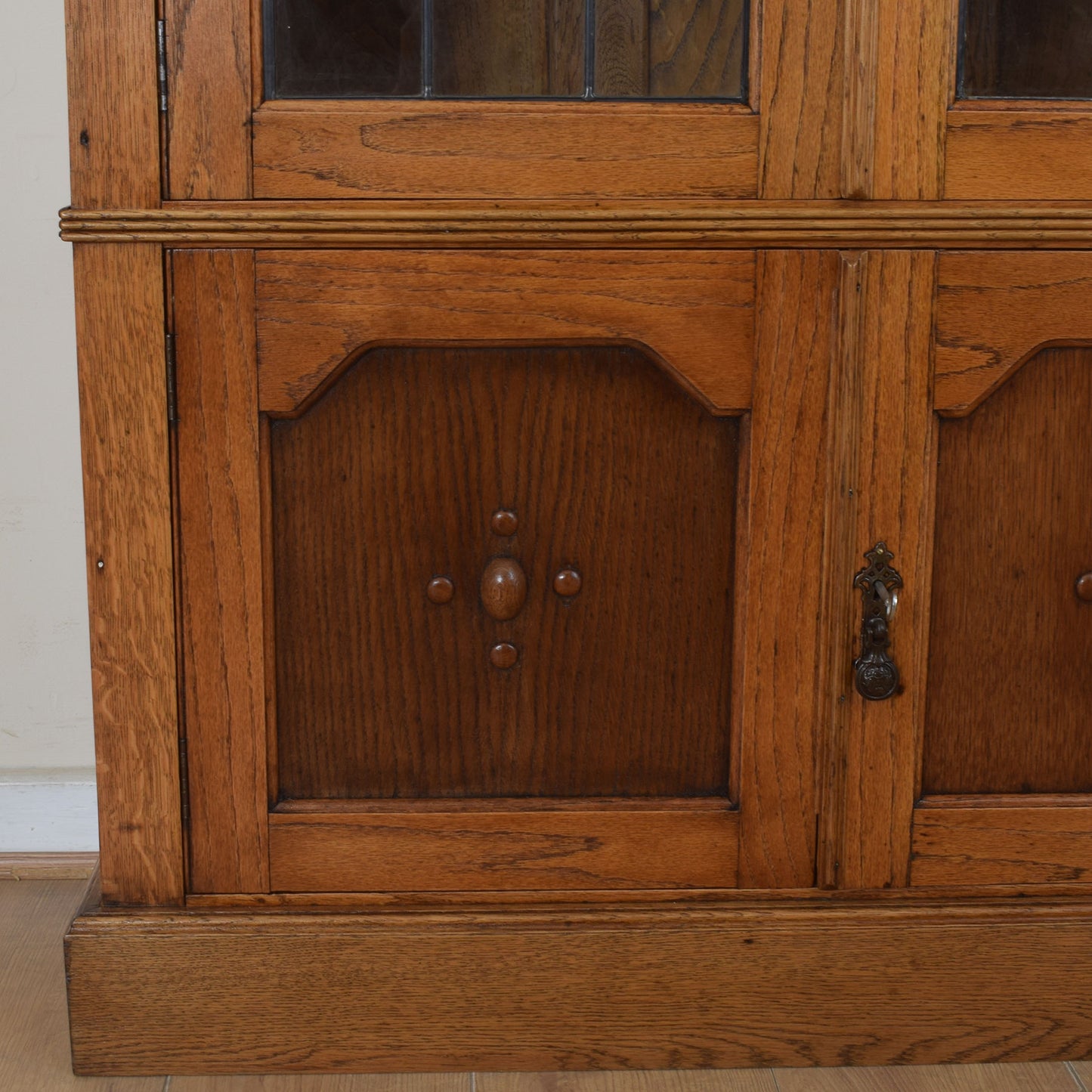 Tall Oak Glazed Bookcase Unit